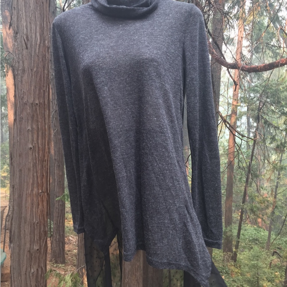 A’reve soft gun metal gray knit tunic top / dress with inset back - Picture 7 of 15